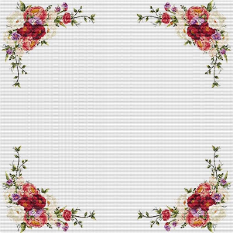 Peony Corners - X Squared Cross Stitch