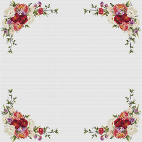 Peony Corners - X Squared Cross Stitch