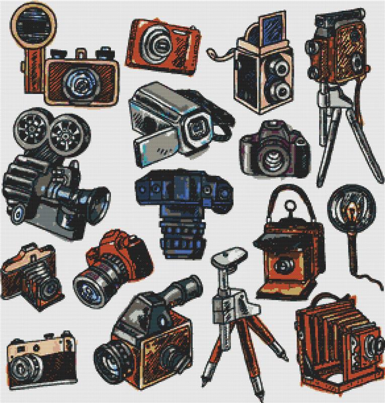 Vintage Cameras - X Squared Cross Stitch