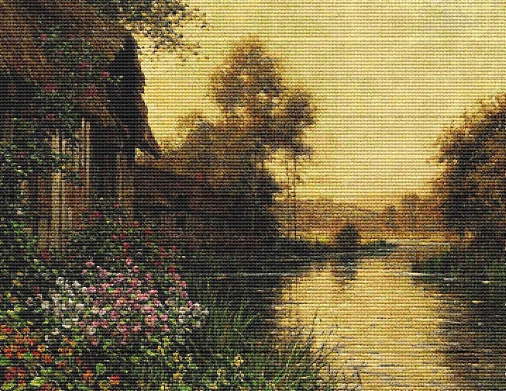 A Sunny Evening At Beaumont-Le-Roger - X Squared Cross Stitch