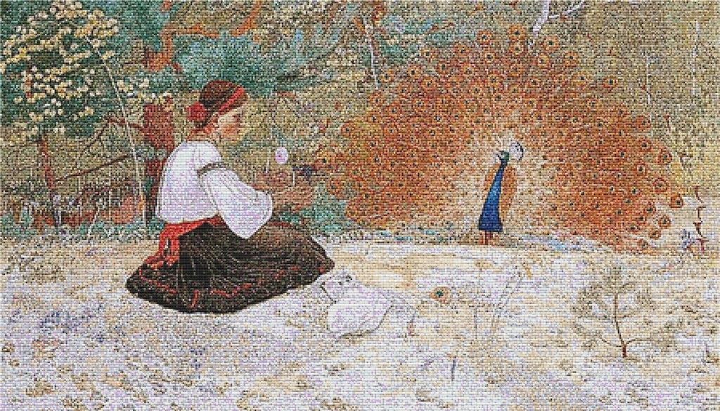 Tale Of A Girl And A Peacock - X Squared Cross Stitch