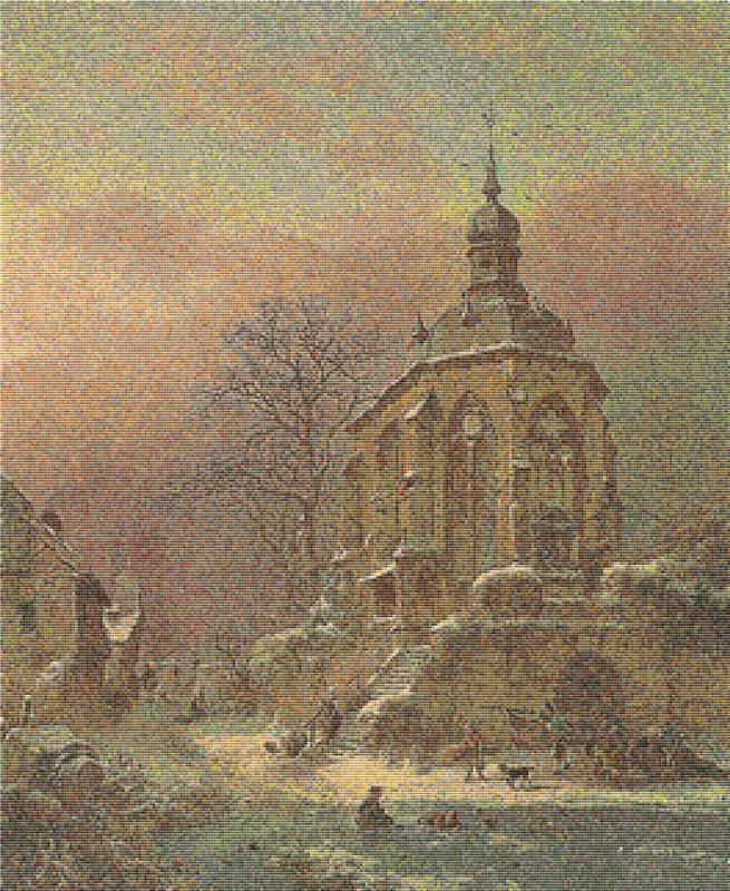 Figures At Work In A Winter Landscape - X Squared Cross Stitch
