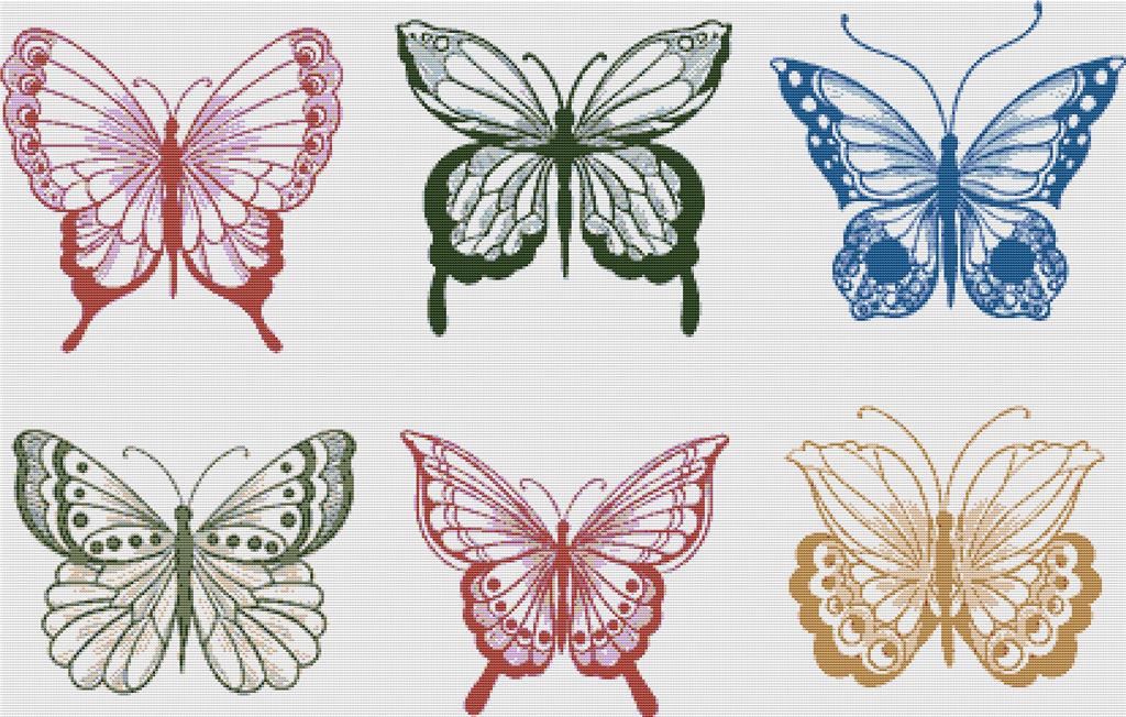 Set Of Pretty Butterflies - X Squared Cross Stitch