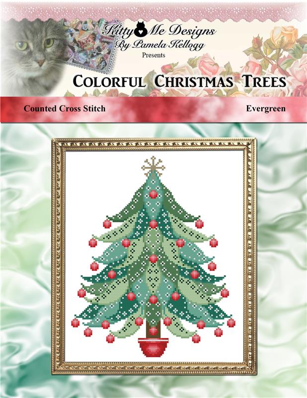 Colorful Christmas Trees: Evergreen - Kitty & Me Designs