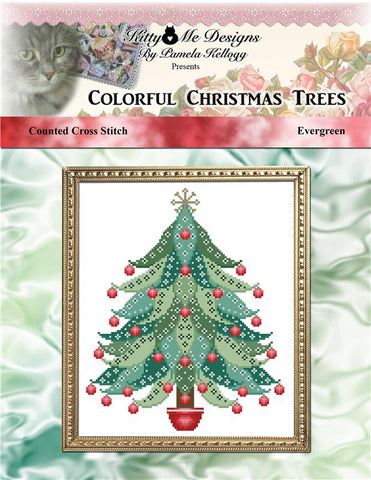 Colorful Christmas Trees: Evergreen - Kitty & Me Designs