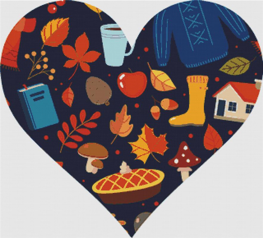 Fall Elements Heart - X Squared Cross Stitch