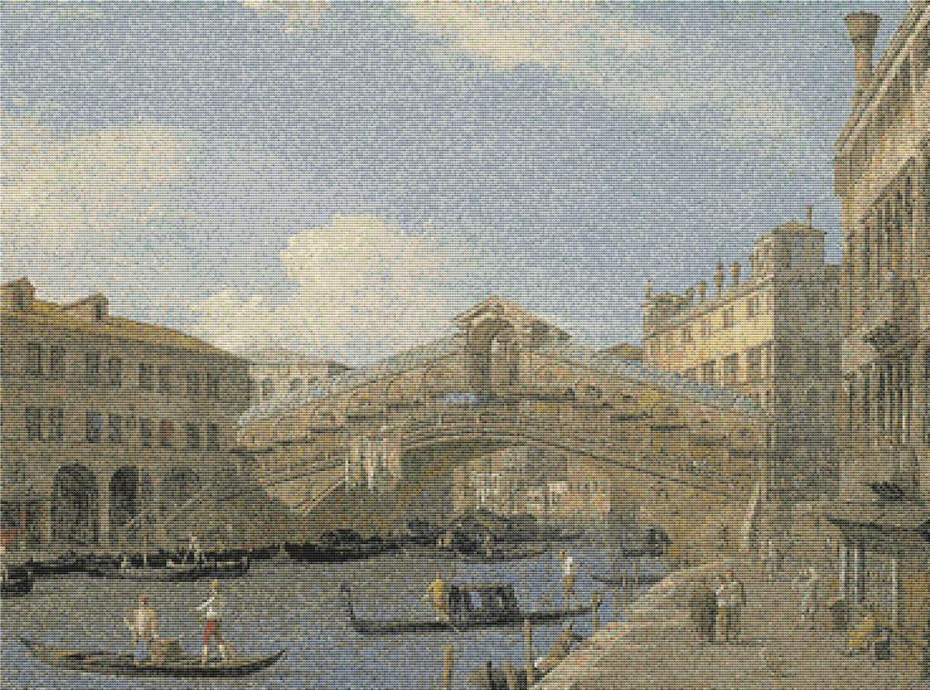 A View Of The Grand Canal Looking North Towards The Rialto Bridge - X Squared Cross Stitch