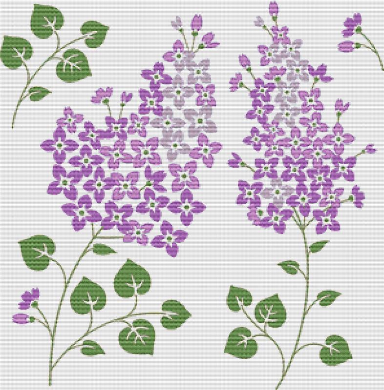 Lilac Flowers - X Squared Cross Stitch