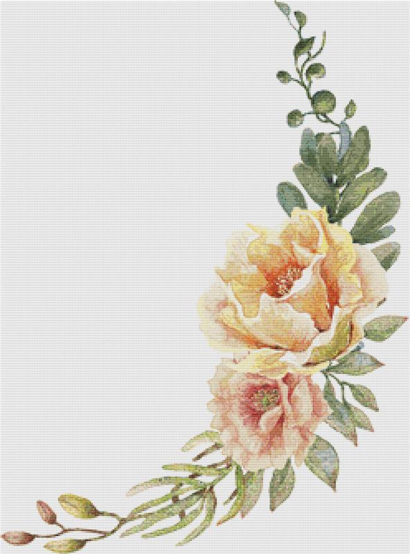 Arrangement Of Flowers And Succulents I - X Squared Cross Stitch