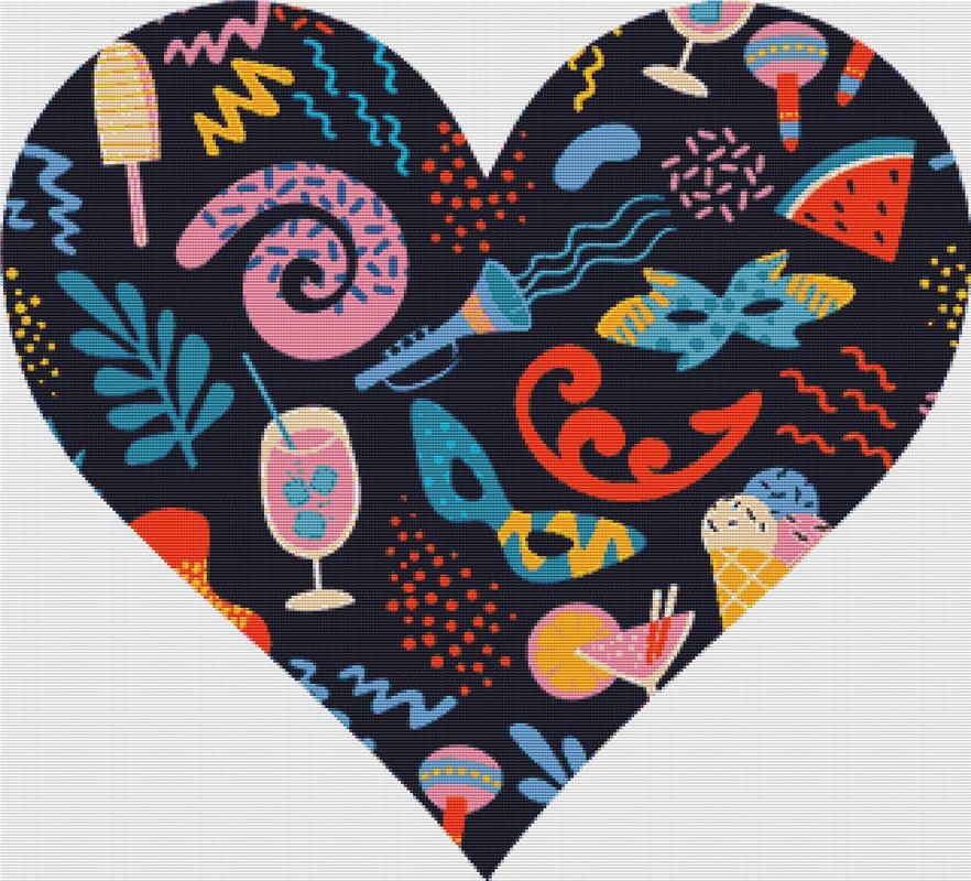 Carnival Heart - X Squared Cross Stitch