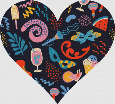 Carnival Heart - X Squared Cross Stitch