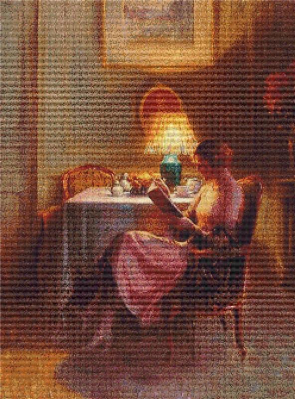 Reading By The Lamp - X Squared Cross Stitch