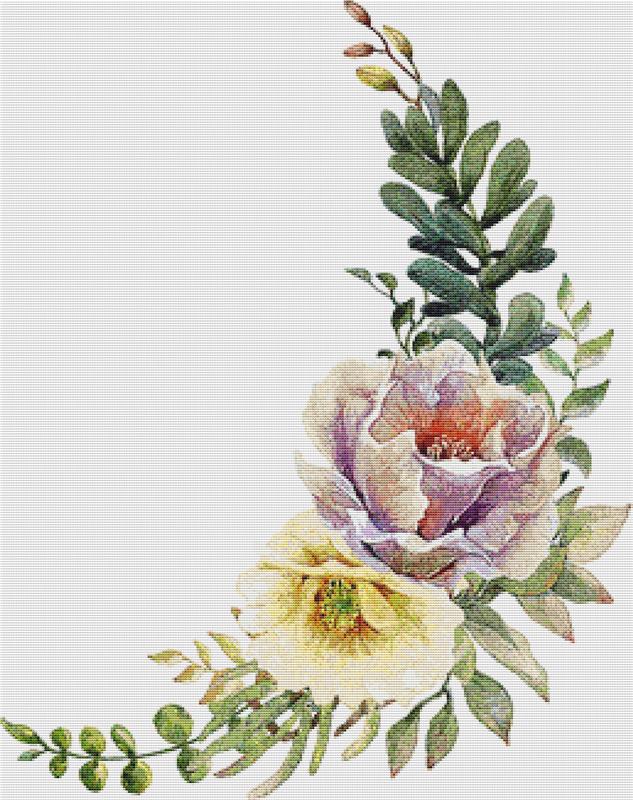 Arrangement Of Flowers And Succulents IV - X Squared Cross Stitch