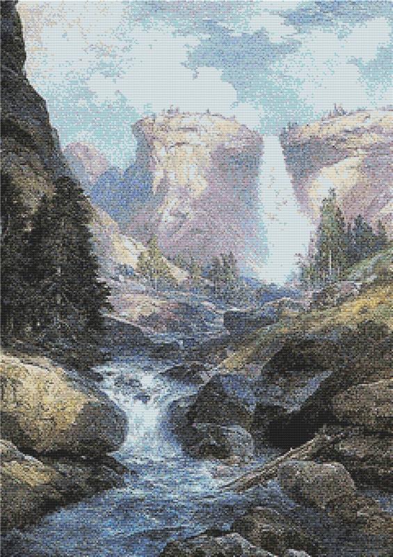 Waterfall In Yosemite - X Squared Cross Stitch