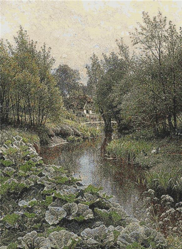 A Spring Day In The Woods By A Stream - X Squared Cross Stitch