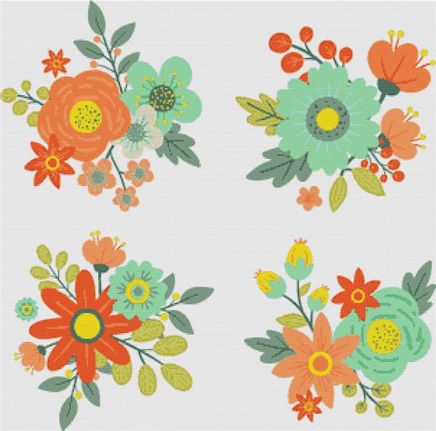 Set Of Vintage Flowers - X Squared Cross Stitch