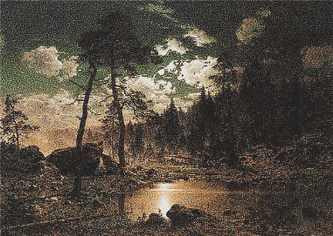 Forest Landscape In Moonlight - X Squared Cross Stitch