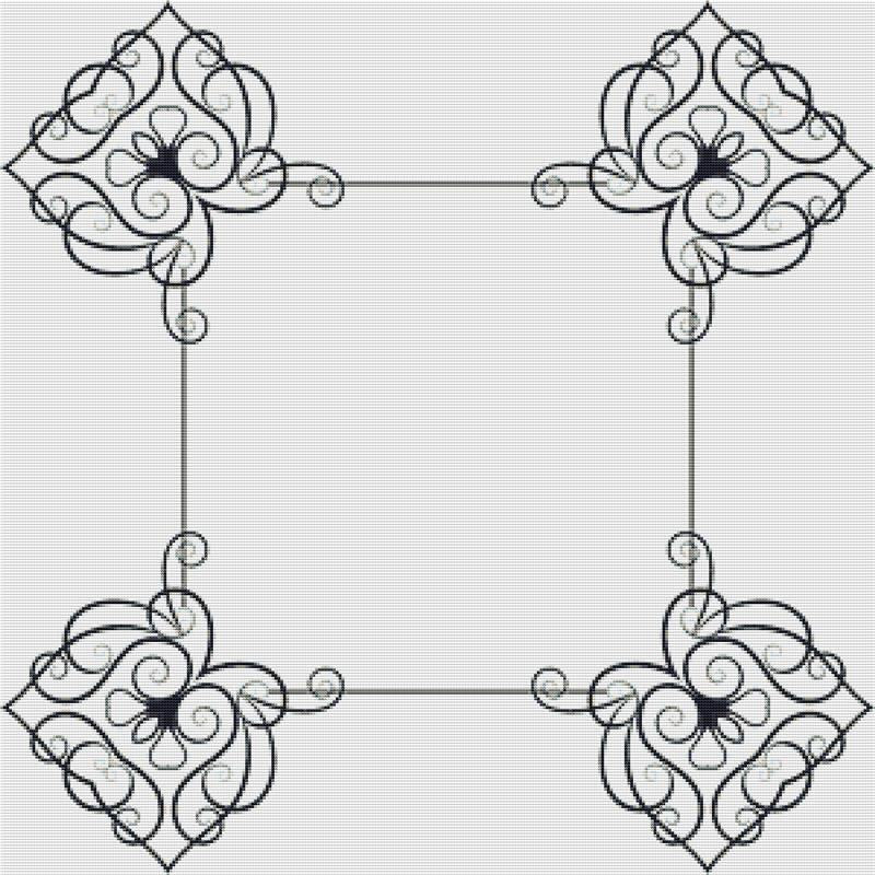Ornamental Line Art Border - X Squared Cross Stitch