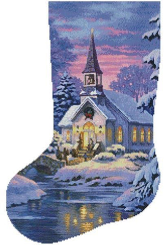 Country Church Stocking (Left) - Artecy Cross Stitch