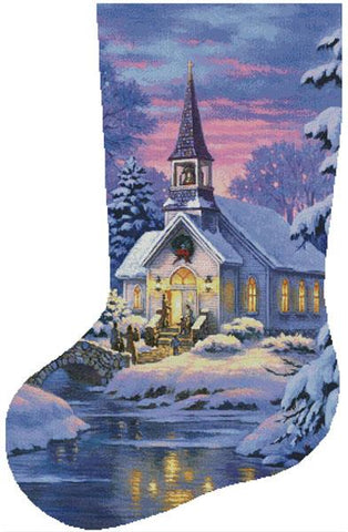 Country Church Stocking Left (Large) - Artecy Cross Stitch