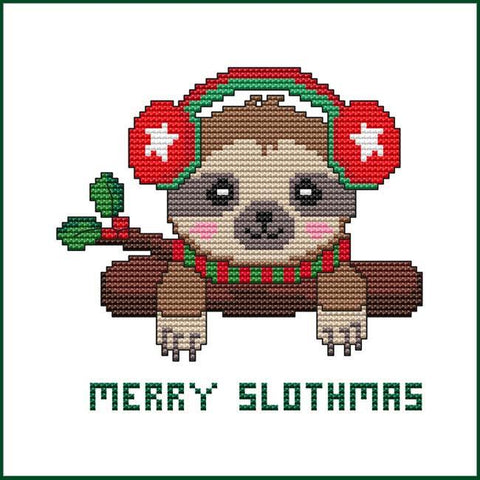 Merry Slothmas (Christmas) - Cross Stitch Wonders