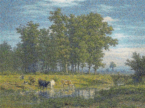 Landschaft Mit Viehherde An Einem Bach - X Squared Cross Stitch