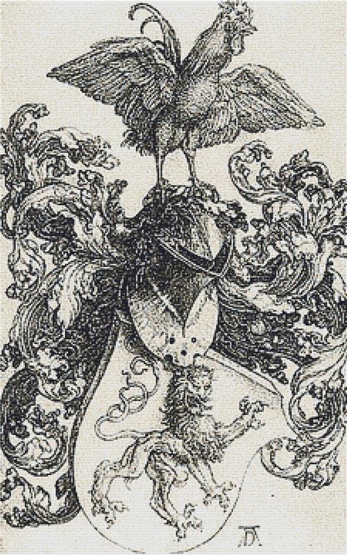 Coat Of Arms With A Cock - X Squared Cross Stitch