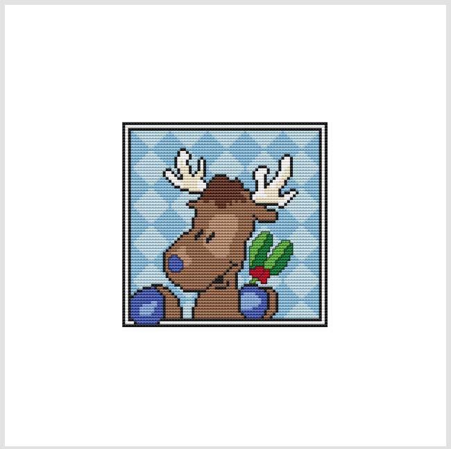Country Christmas Coaster/Ornament: Reindeer - Cross Stitch Wonders
