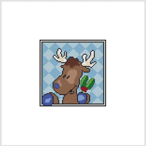 Country Christmas Coaster/Ornament: Reindeer - Cross Stitch Wonders
