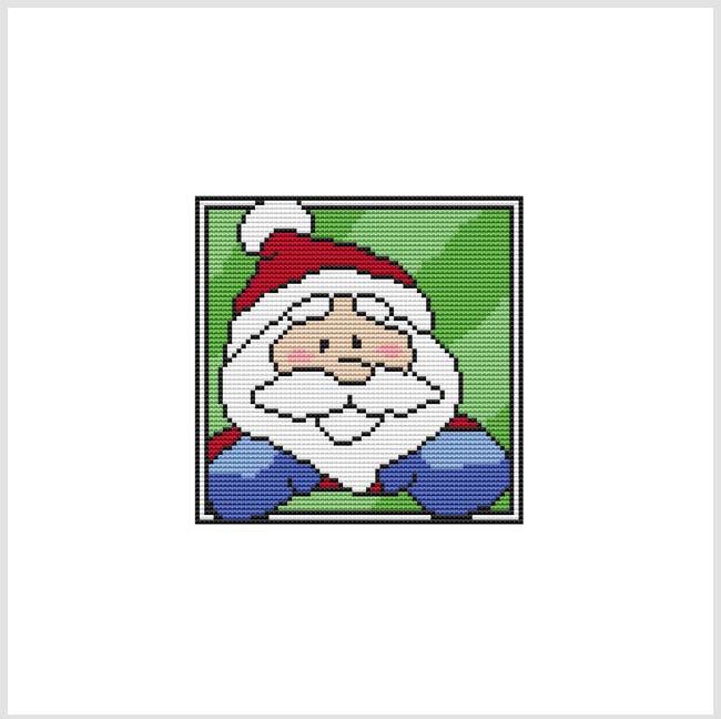 Country Christmas Coaster/Ornament: Santa - Cross Stitch Wonders