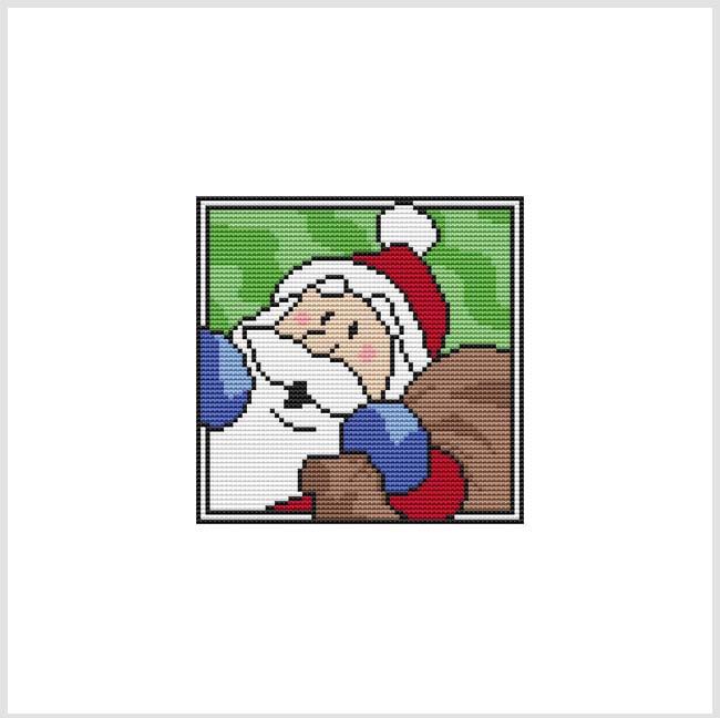 Country Christmas Coaster/Ornament: Santa Bag - Cross Stitch Wonders