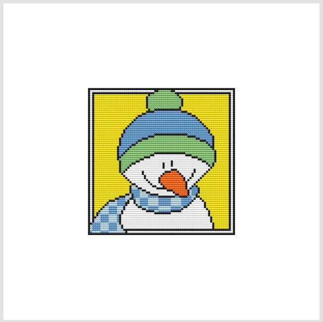 Country Christmas Coaster/Ornament: Snowman Scarf - Cross Stitch Wonders