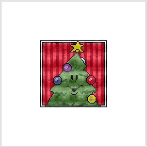 Country Christmas Coaster/Ornament: Tree - Cross Stitch Wonders