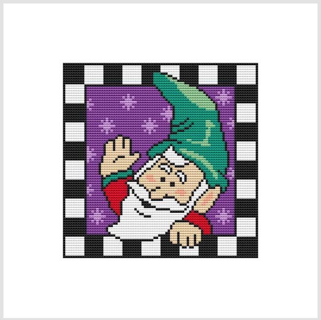 Country Christmas Checkered: Elf Wave - Cross Stitch Wonders