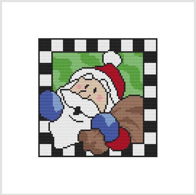 Country Christmas Checkered: Santa Bag - Cross Stitch Wonders