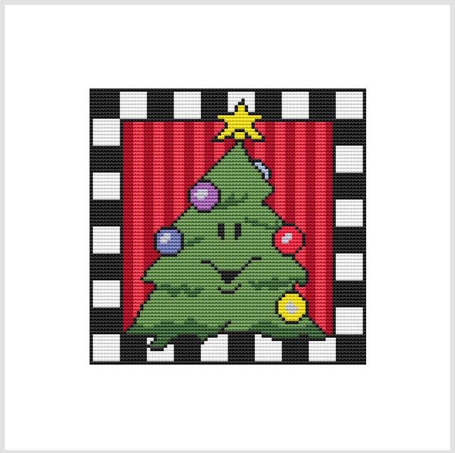 Country Christmas Checkered: Tree - Cross Stitch Wonders
