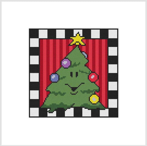 Country Christmas Checkered: Tree - Cross Stitch Wonders