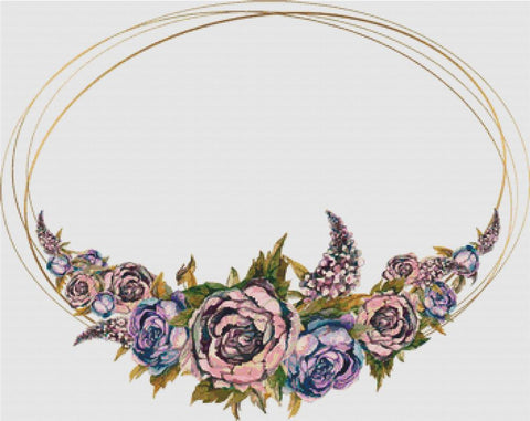 Floral Oval Frame - X Squared Cross Stitch