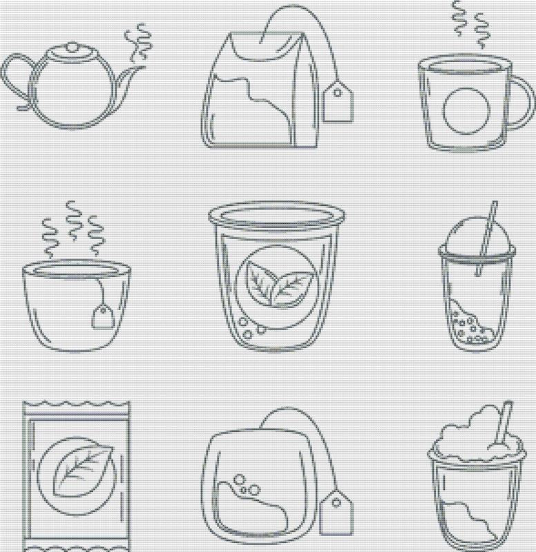 Tea Time Icons - X Squared Cross Stitch