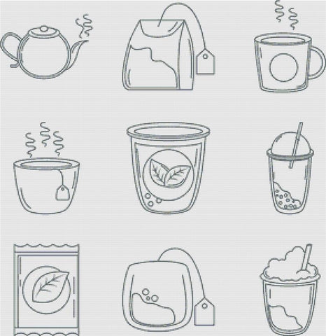 Tea Time Icons - X Squared Cross Stitch
