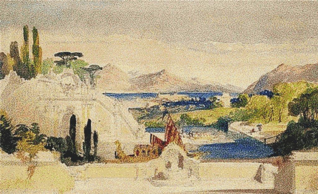 Fantasy View Of Lake Nemi - X Squared Cross Stitch