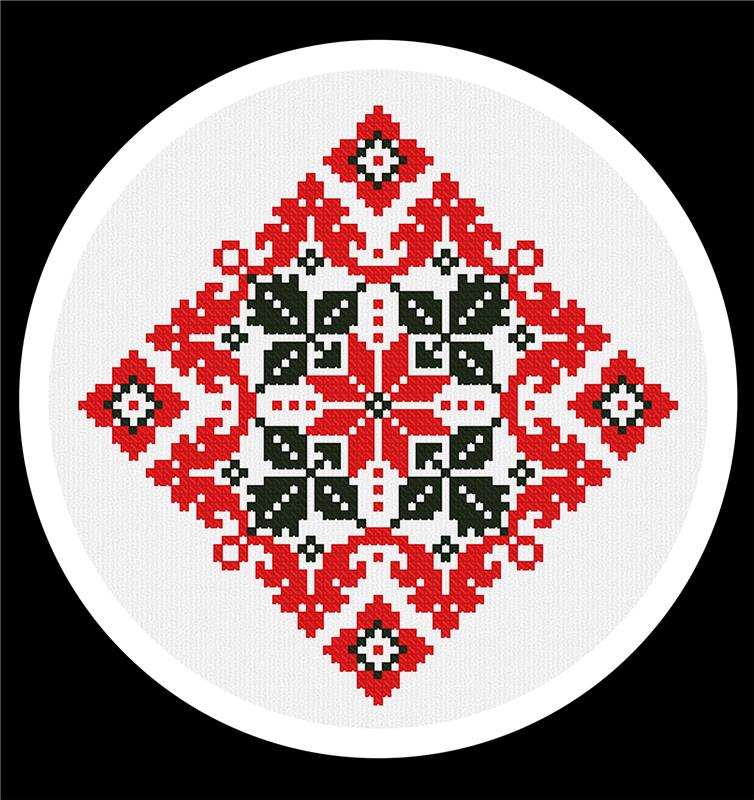Red Black Flower Ornament - Kiokiz
