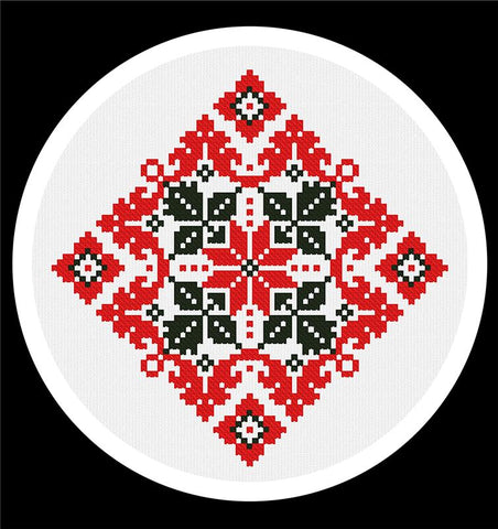 Red Black Flower Ornament - Kiokiz