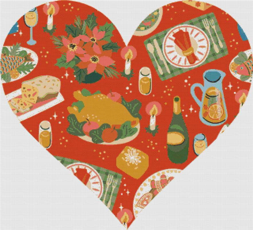Christmas Food Heart - X Squared Cross Stitch