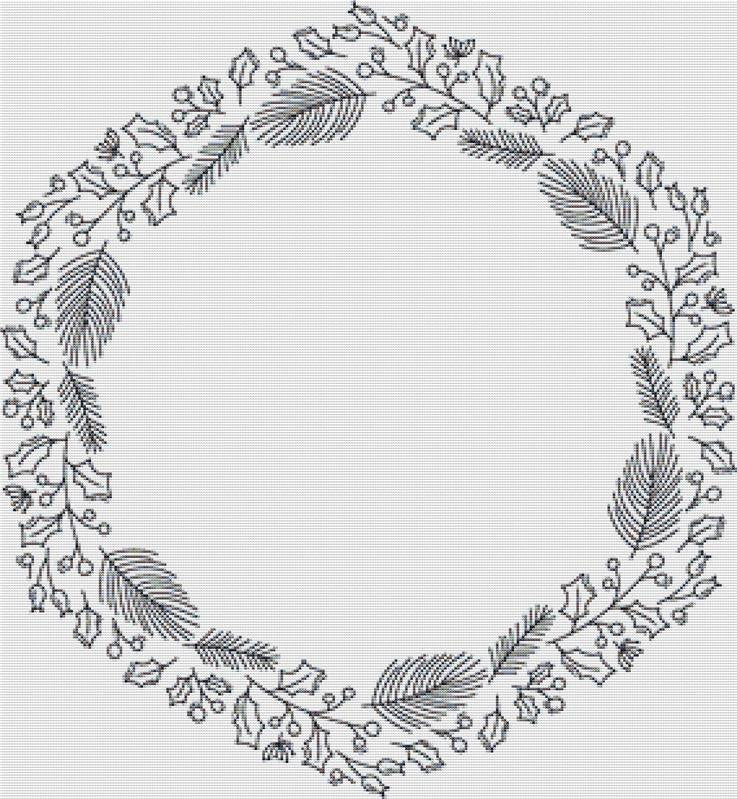 Christmas Wreath With Berries - X Squared Cross Stitch