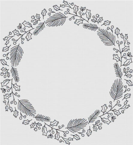 Christmas Wreath With Berries - X Squared Cross Stitch