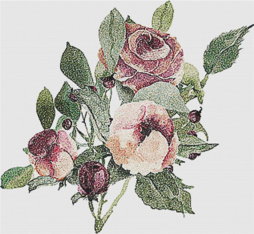 Plum Floral Bouquet - X Squared Cross Stitch