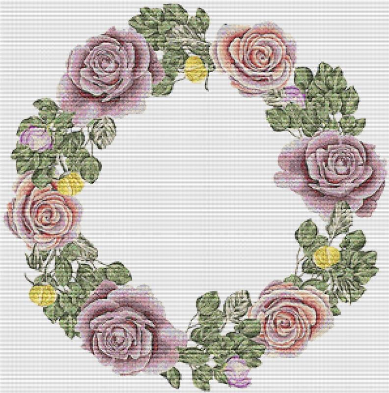 Beautiful Floral Wreath - X Squared Cross Stitch