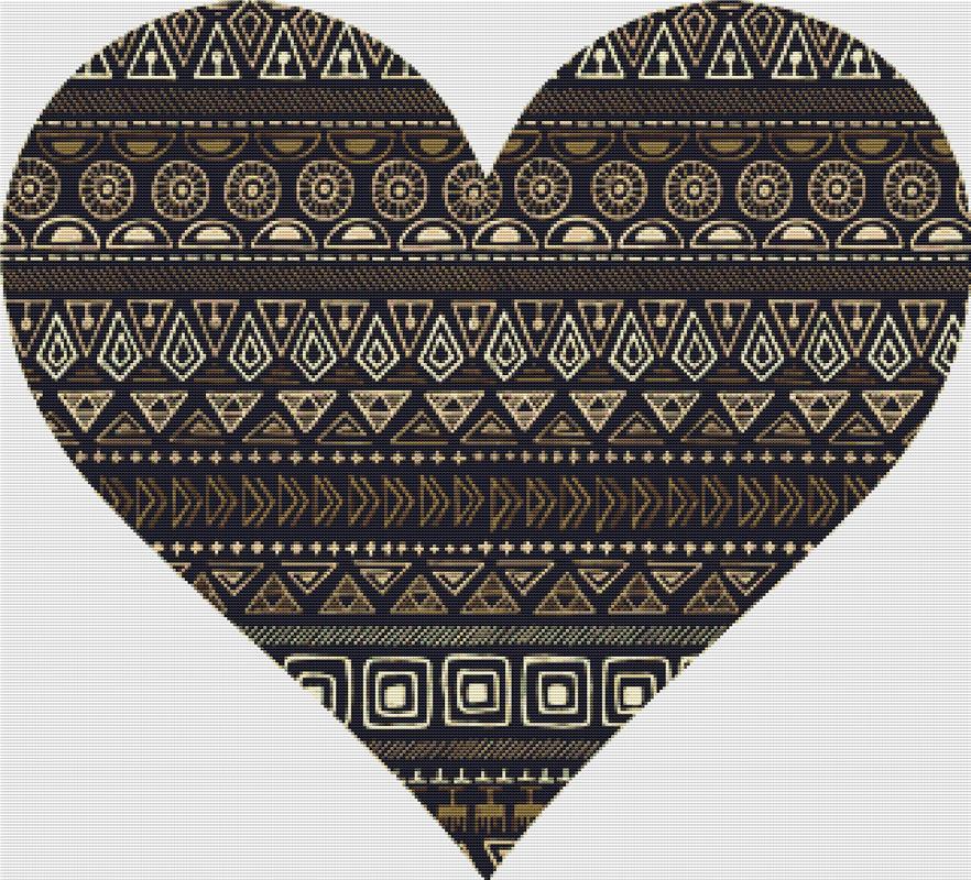 Tribal Gold Heart - X Squared Cross Stitch