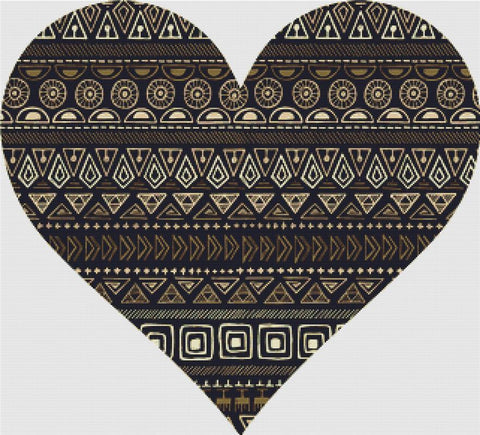 Tribal Gold Heart - X Squared Cross Stitch